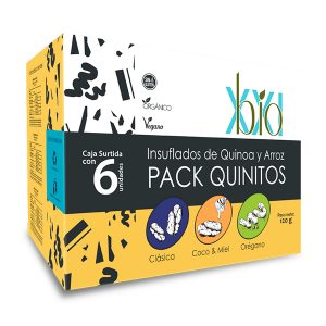 Pack Quinitos BIO XXI, insuflados de arroz y quinua sabores surtidos (coco-miel, clasico, orégano)