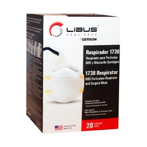 Respirador para partículas N95 y mascarilla quirúrgica Libus 1730, caja de 20 unidades