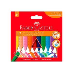 Crayones 12 colores Faber-Castell Jumbo Grip