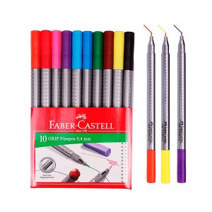 Marcadores 10 colores Grip Finepen Faber-Castell