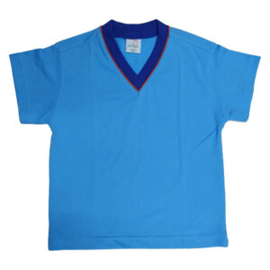 Camiseta para niños de manga corta y cuello en "V", línea ADAM color azul (4-9 años)