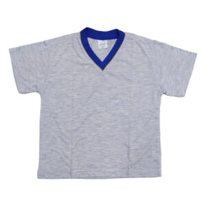 Camiseta para niños de manga corta y cuello en "V", línea ADAM color gris (3-10 años)