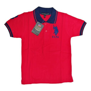 Camiseta de manga corta para niños, color rojo y azul línea US POLO (5-12 años)