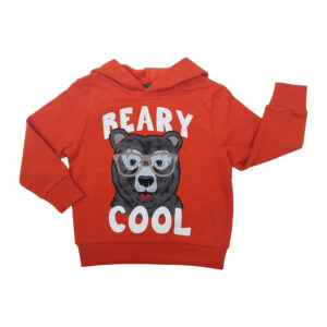 Sudadera con capucha para niños, color naranja y figura de oso (1-9 años)
