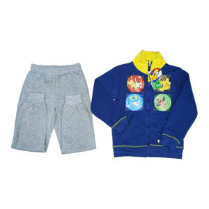 Conjunto para niños, chaqueta azul y buzo gris con figuras de Pokemon (10 años)