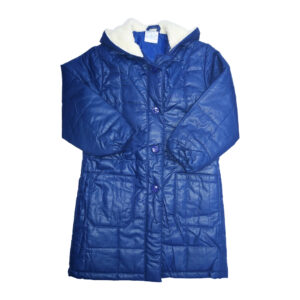 Abrigo con capucha frisada para niñas, color azul (3-6 años)