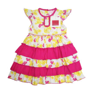 Vestido sin mangas para niñas, color rosa y amarillo (2-8 años)