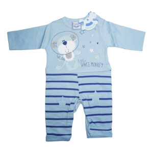 Pijama para bebé, color celeste con figura de mono espacial (0-9 meses)