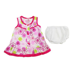 Conjunto para bebé, vestido floreado y calzón blanco (0-9 meses)