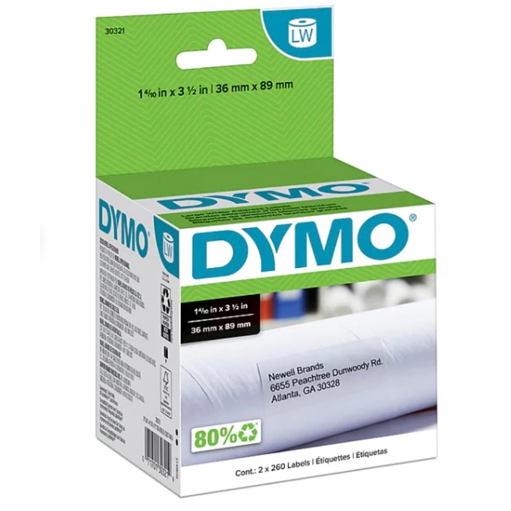Etiqueta Dymo Labelwriter 520 Piezas de 36mm x 89mm Codigo 30321