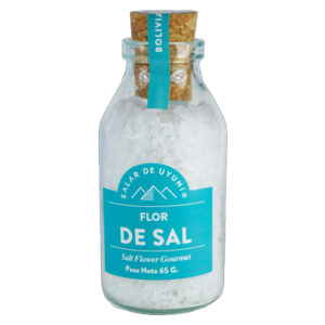 Flor de sal Salar de Uyuni, frasco de vidrio 65grs