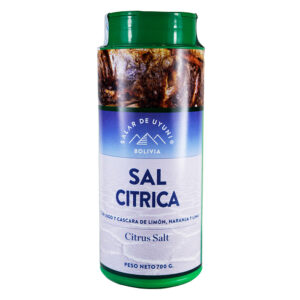 Sal cítrica parrillera Salar de Uyuni, frasco de plástico 750grs