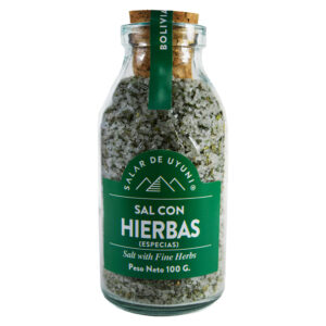 Sal con hierbas Salar de Uyuni, frasco de vidrio 100grs