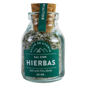 Sal con hierbas Salar de Uyuni, frasco de vidrio 50grs