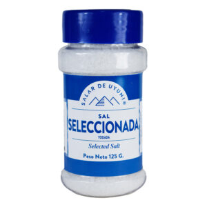 Sal seleccionada Salar de Uyuni, frasco de plástico 125grs