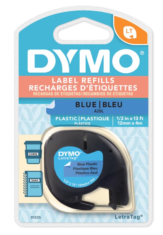 Cinta Dymo Letratag Plastico Azul 12mm x 4m Codigo 91335
