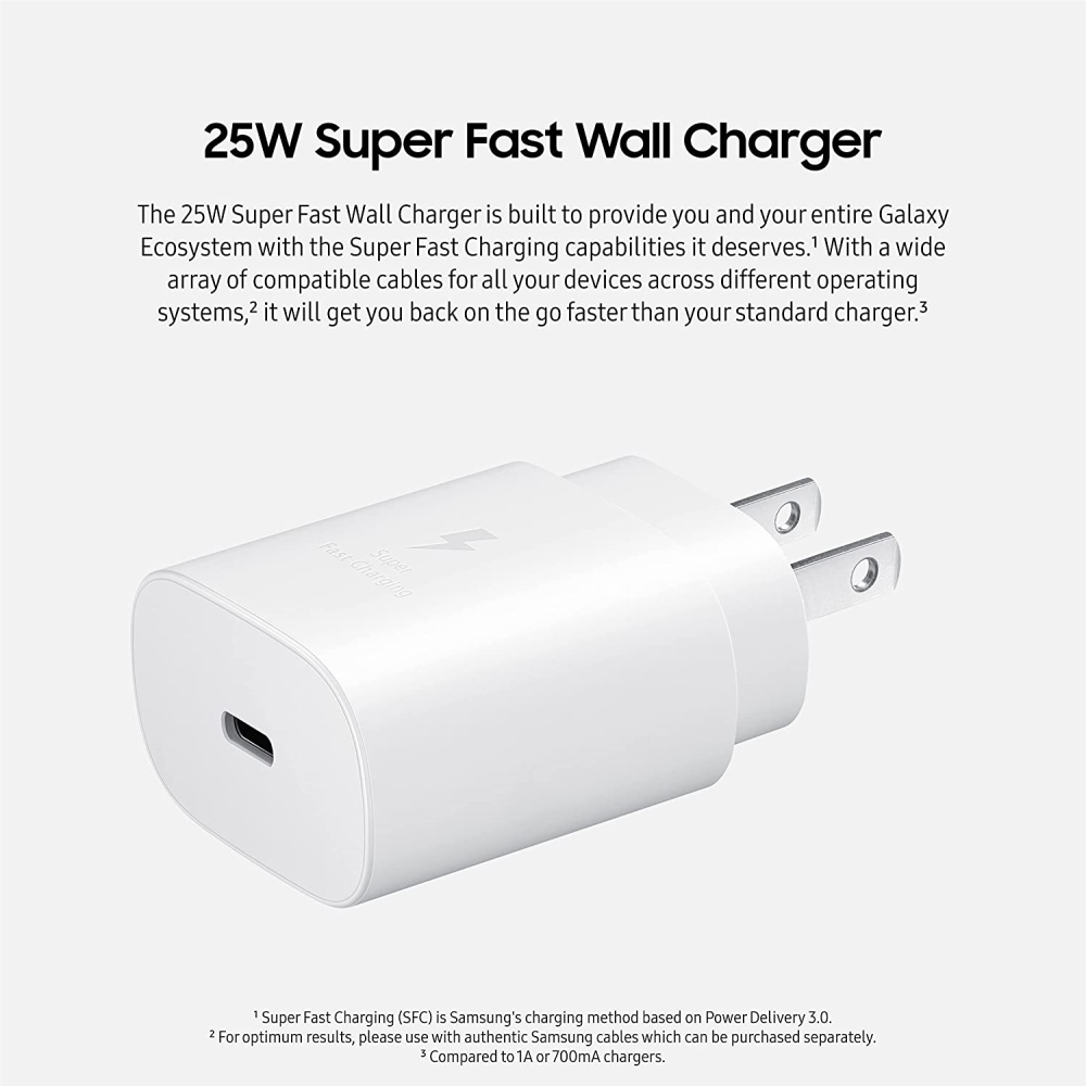Cargador de pared carga rápida 25W USB-C color blanco - Samsung EP-TA800NWEGUS